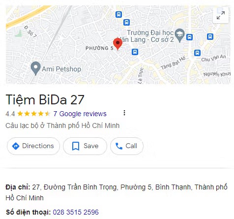 Tiệm BiDa 27