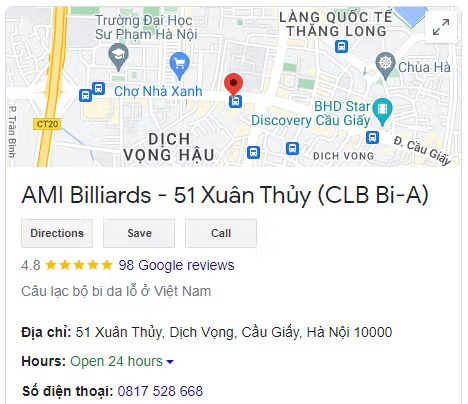 AMI Billiards - 51 Xuân Thủy (CLB Bi-A)
