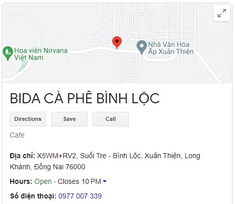BIDA CÀ PHÊ BÌNH LỘC