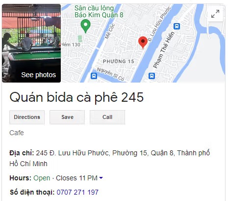 Quán bida cà phê 245