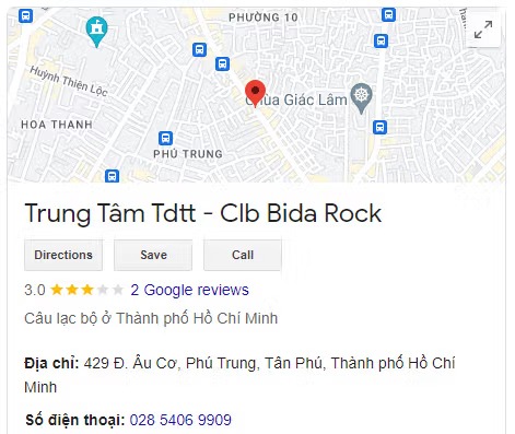 Trung Tâm Tdtt - Clb Bida Rock